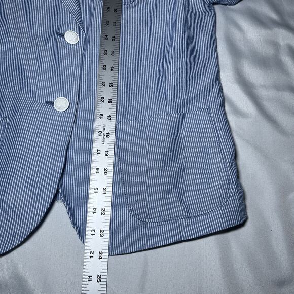 GAP The Academy Blazer Size 4 Linen Blend Blue Railroad Stripe Womens Career - Picture 8 of 8